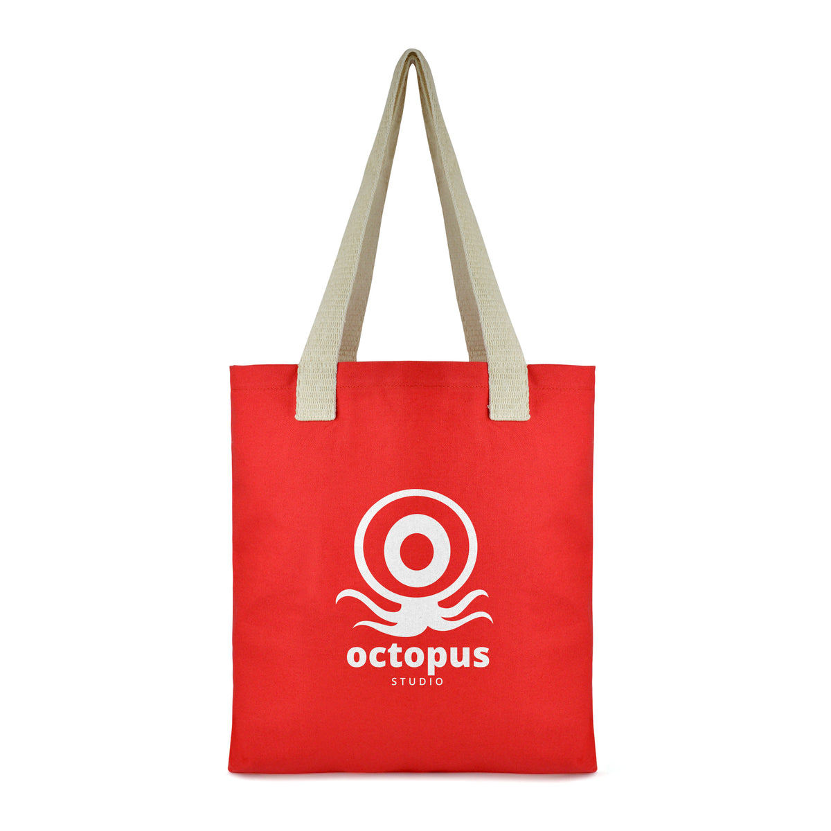 Branded Coloured Canvas Shopper with Cotton Webbing Handles in Red