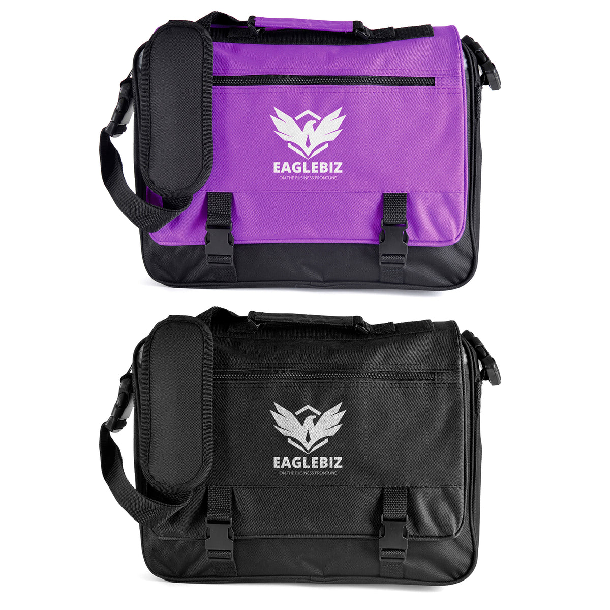 Branded Polyester Laptop Satchel with Coloured Flap
