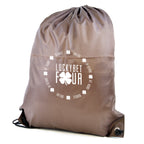 Branded Polyester Drawstring Bag with PU Corners in Brown