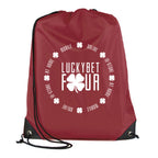 Branded Polyester Drawstring Bag with PU Corners in Burgundy