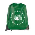 Branded Polyester Drawstring Bag with PU Corners in Dark Green