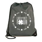 Branded Polyester Drawstring Bag with PU Corners in Dark Grey