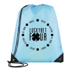 Branded Polyester Drawstring Bag with PU Corners in Light Blue