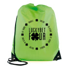 Branded Polyester Drawstring Bag with PU Corners in Light Green