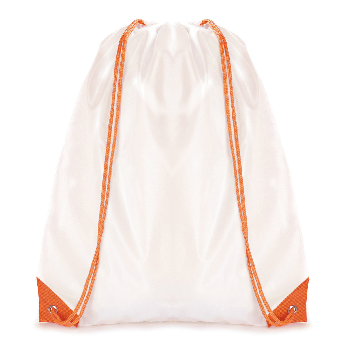 Branded White Drawstring Bag with Coloured String and Corners