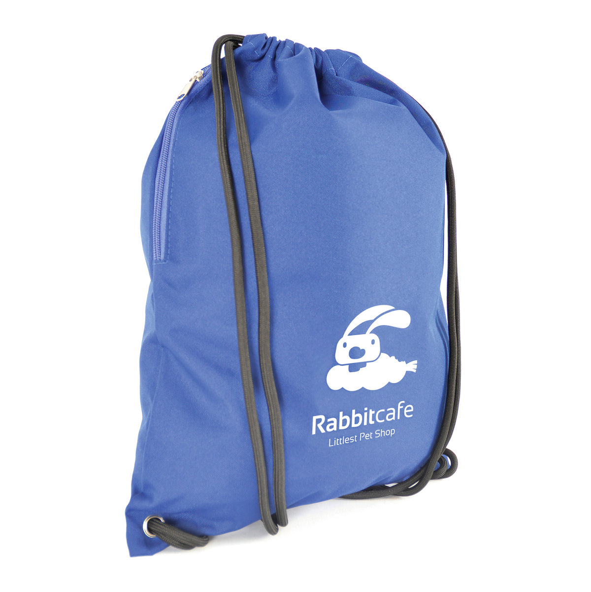Branded 300D Polyester Drawstring Bag with Side Pocket in Royal Blue