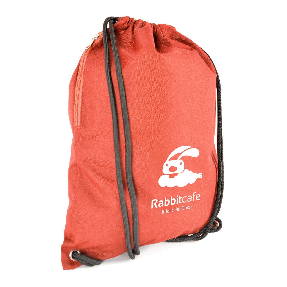 Branded 300D Polyester Drawstring Bag with Side Pocket in Red