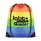 Branded Rainbow Striped Drawstring Bag