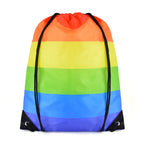 Branded Rainbow Striped Drawstring Bag