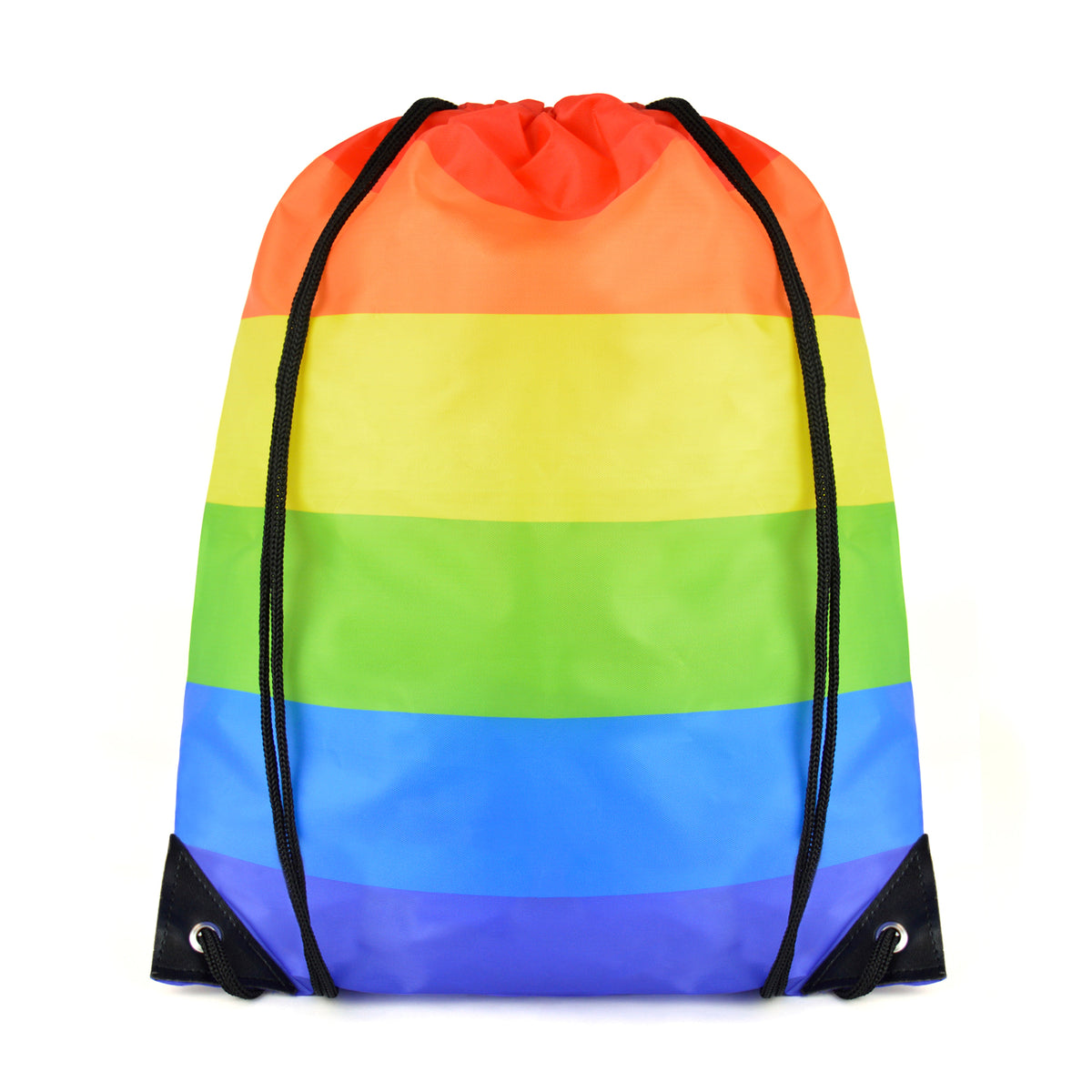 Branded Rainbow Striped Drawstring Bag