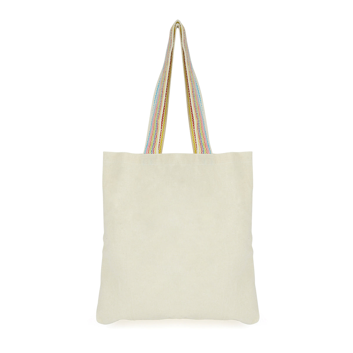 Branded Natural Cotton Shopper with Rainbow Striped Handles