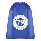 Branded Non Woven Drawstring Bag with Coloured String in Blue