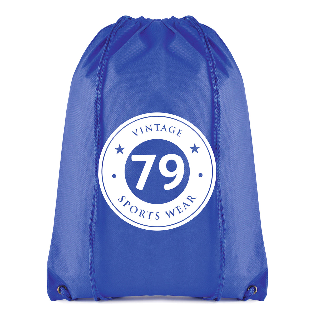 Branded Non Woven Drawstring Bag with Coloured String in Blue