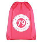 Branded Non Woven Drawstring Bag with Coloured String in Pink