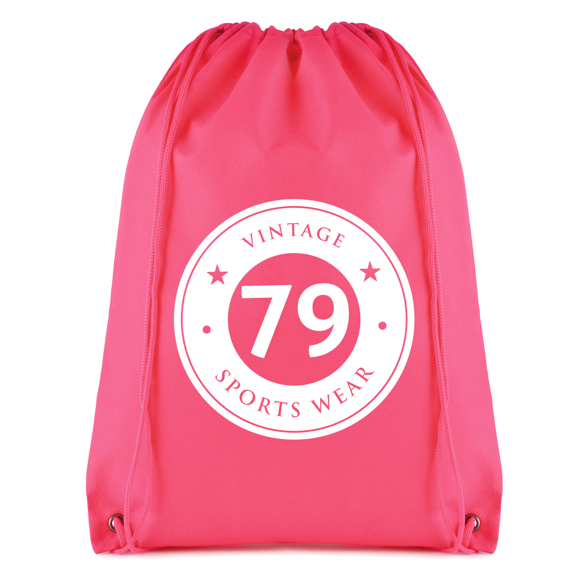 Branded Non Woven Drawstring Bag with Coloured String in Pink