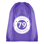 Branded Non Woven Drawstring Bag with Coloured String in Purple