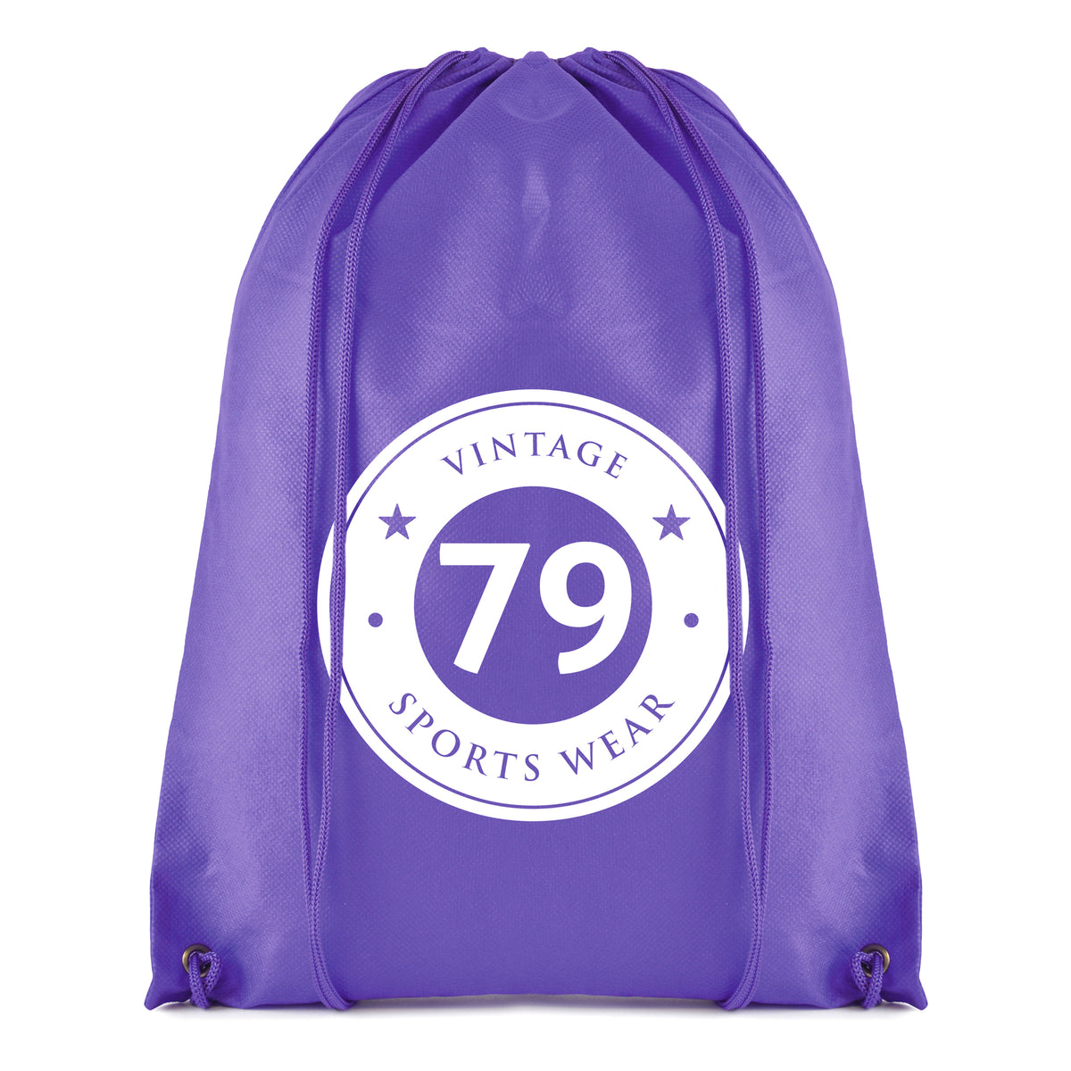 Branded Non Woven Drawstring Bag with Coloured String in Purple