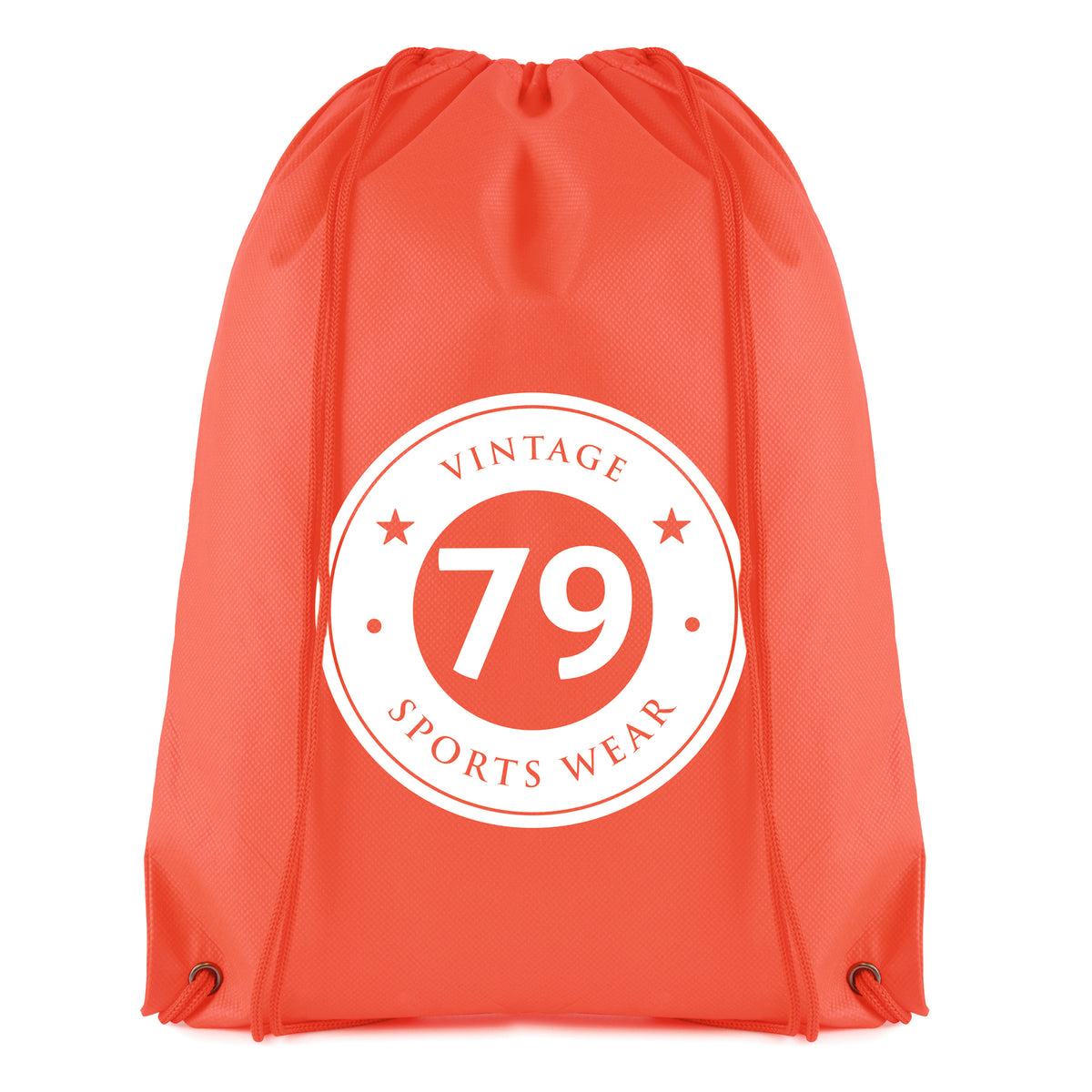Branded Non Woven Drawstring Bag with Coloured String in Red