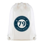 Branded Non Woven Drawstring Bag with Coloured String in White