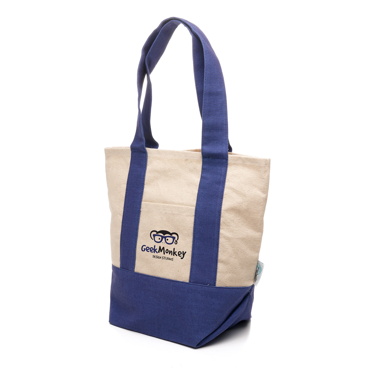 Branded Recycled Cotton Canvas Mini Tote in Navy Blue