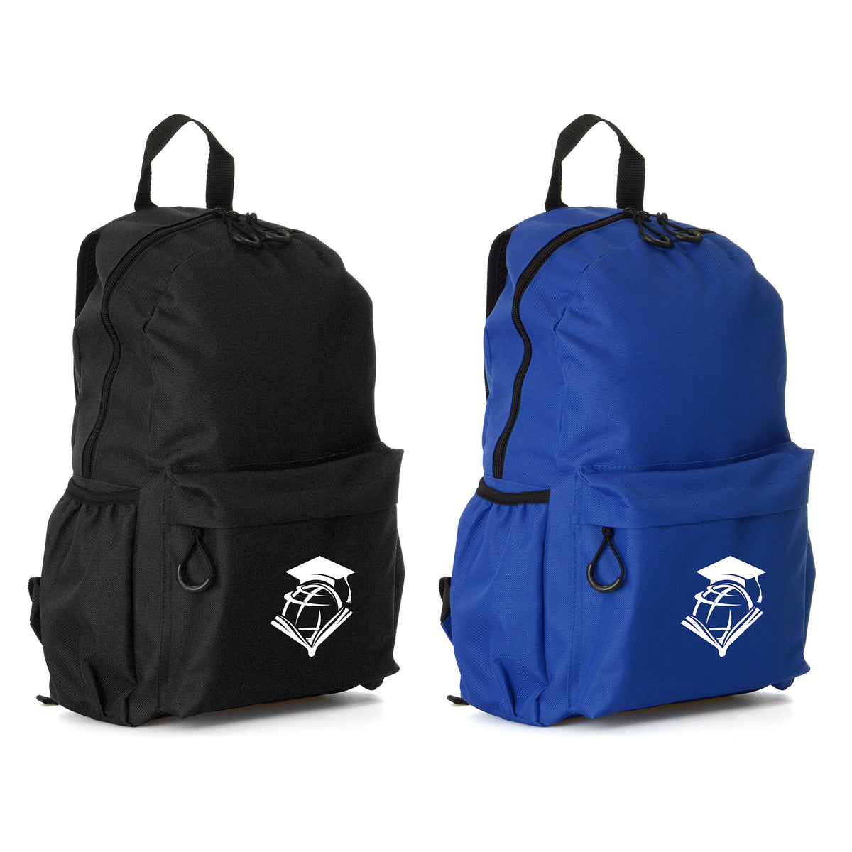 Branded RPET Backpack with Front Zip and Side Pockets