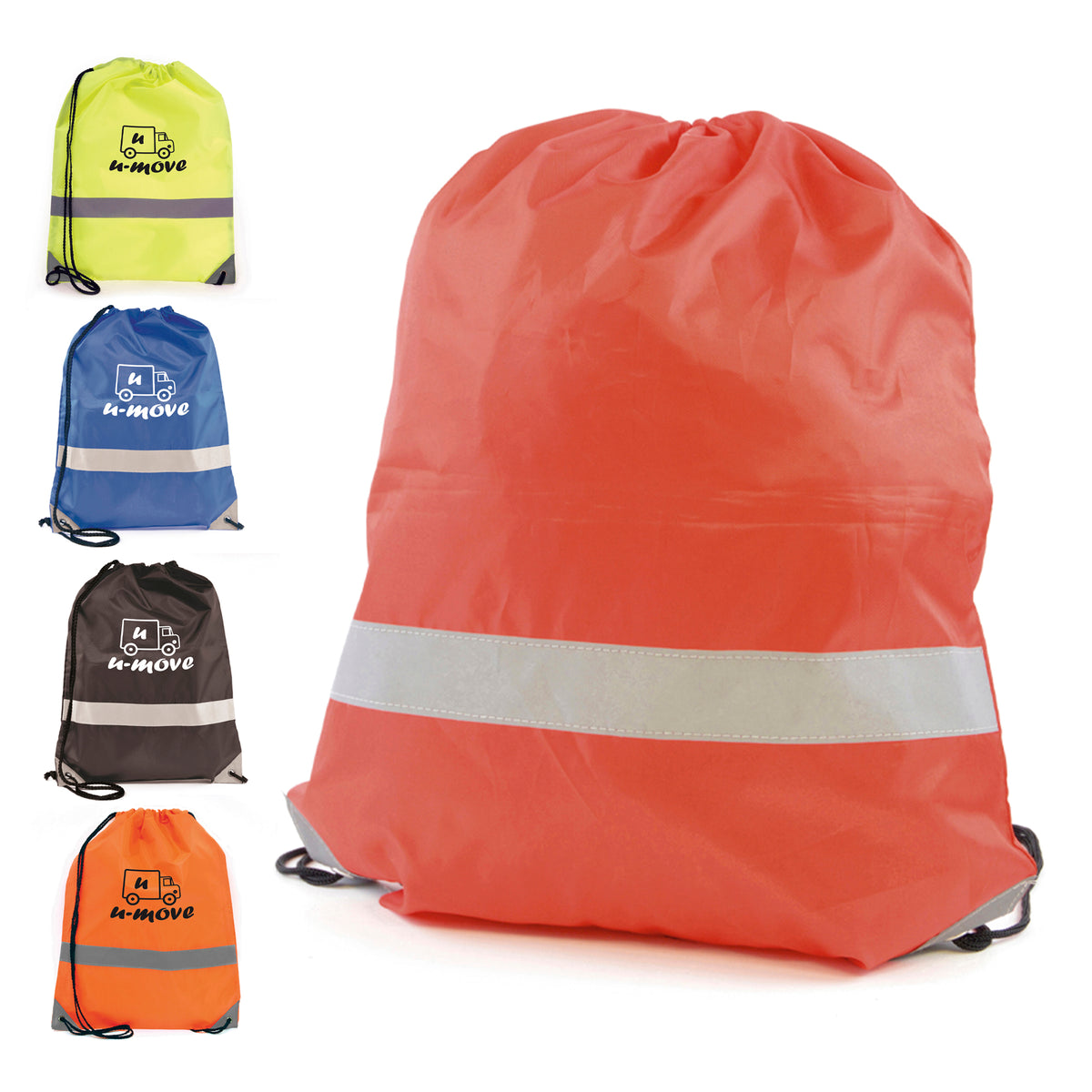 Branded High Visibility Drawstring Bag with Reflective Band