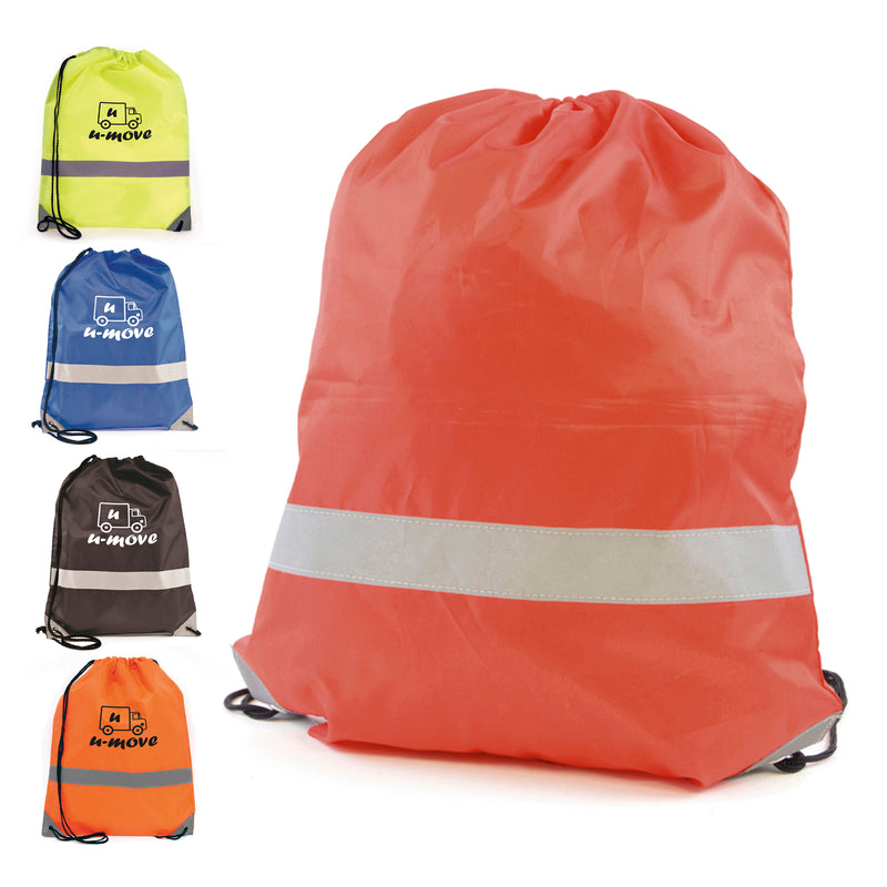Branded High Visibility Drawstring Bag with Reflective Band