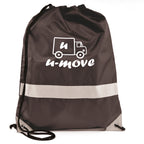 Branded High Visibility Drawstring Bag with Reflective Band in Black