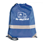 Branded High Visibility Drawstring Bag with Reflective Band in Blue