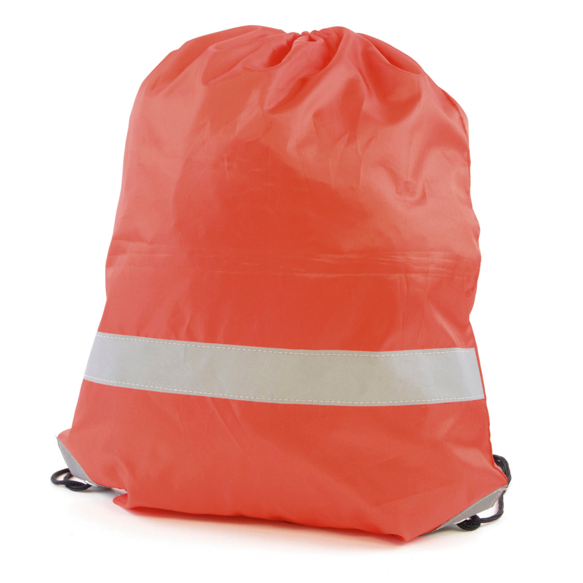 Branded High Visibility Drawstring Bag with Reflective Band in Red