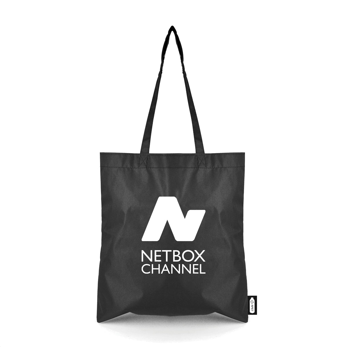 Branded RPET Tote Bag from Recycled Plastic in Black