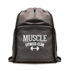 Branded Foldable RPET Drawstring Bag with Zip Pocket in Grey