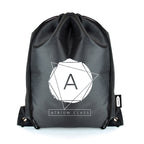 Branded RPET Drawstring Bag with Black Corners in Black