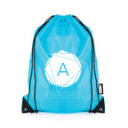 Branded RPET Drawstring Bag with Black Corners in Cyan