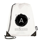 Branded RPET Drawstring Bag with Black Corners in White
