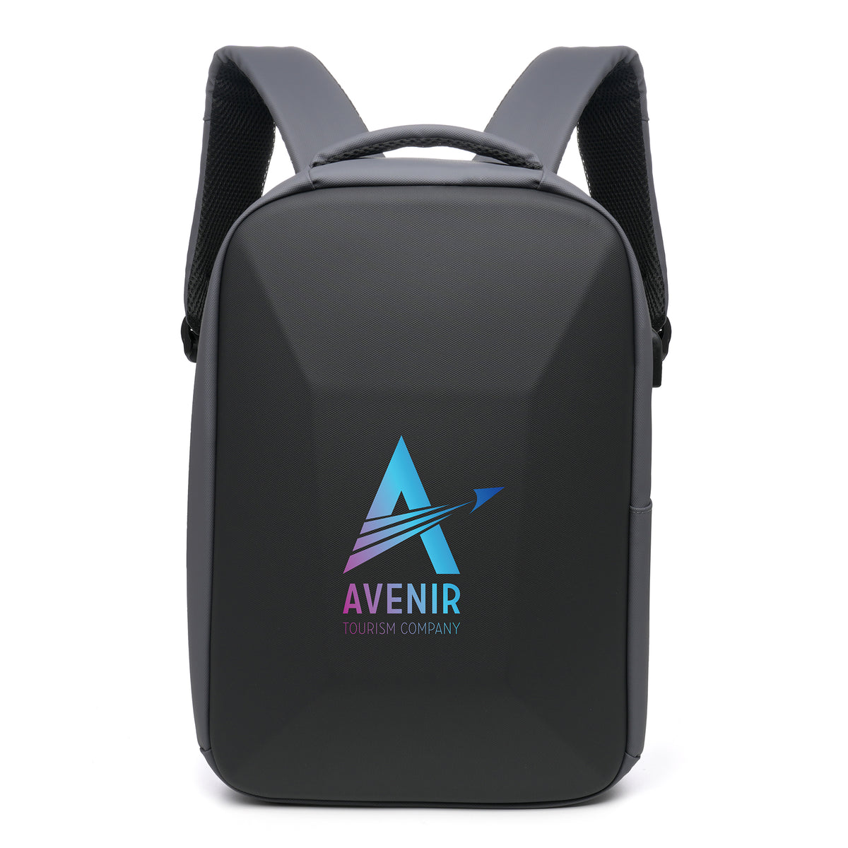 Branded Hardshell Backpack with USB Port and Combination Lock