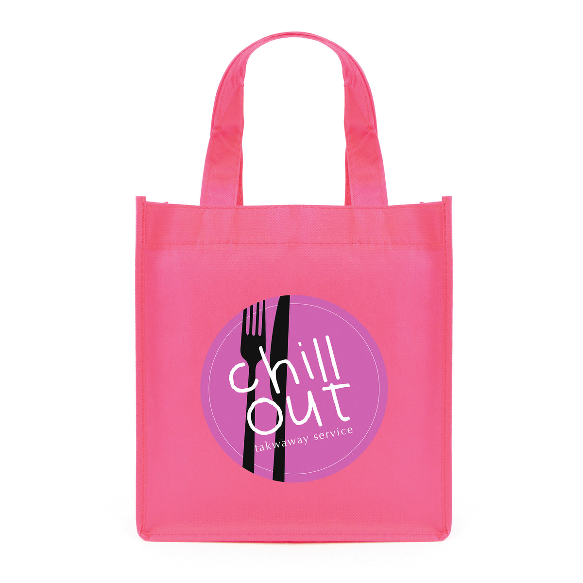 Branded Mini Non Woven Shopper with Gusset in Pink