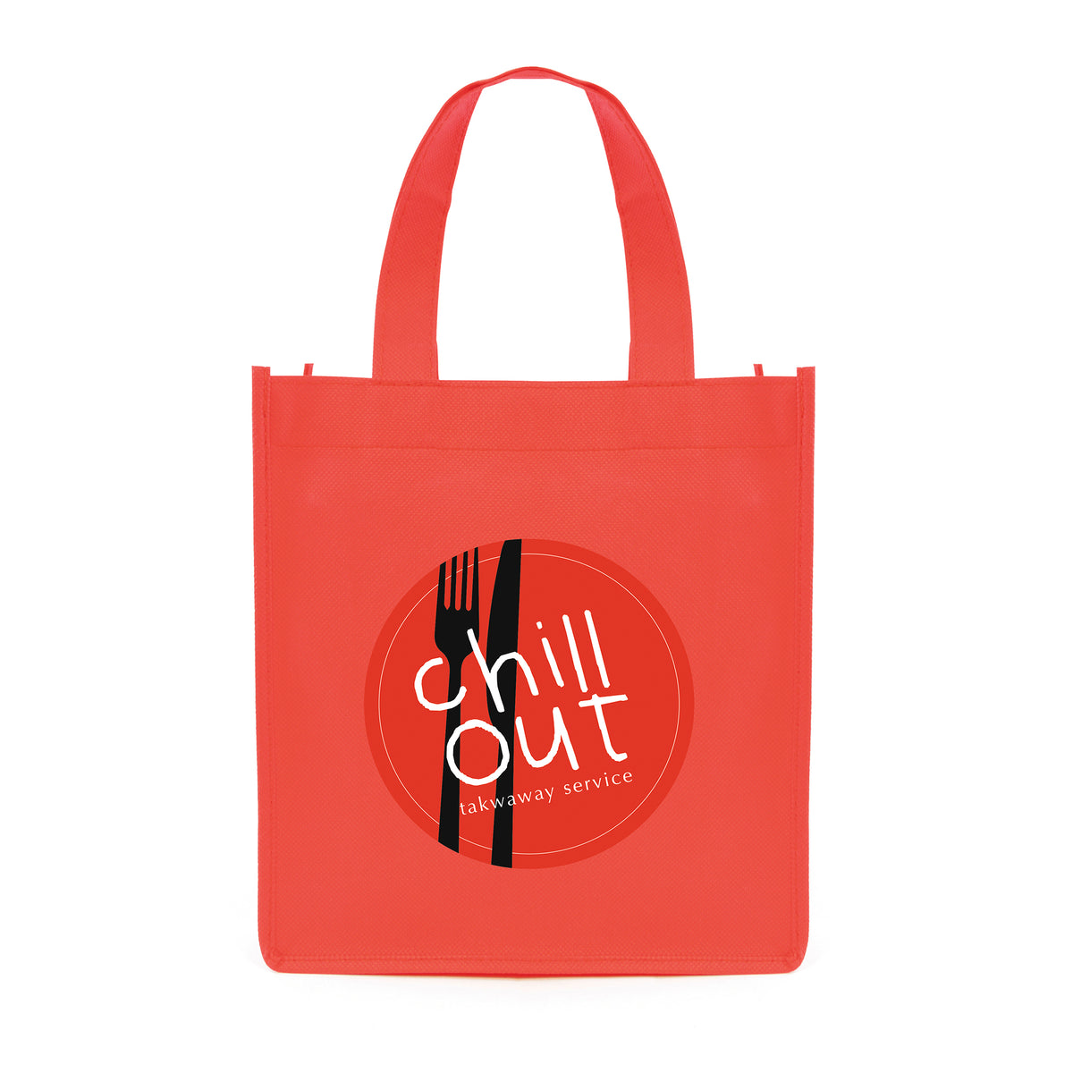 Branded Mini Non Woven Shopper with Gusset in Red