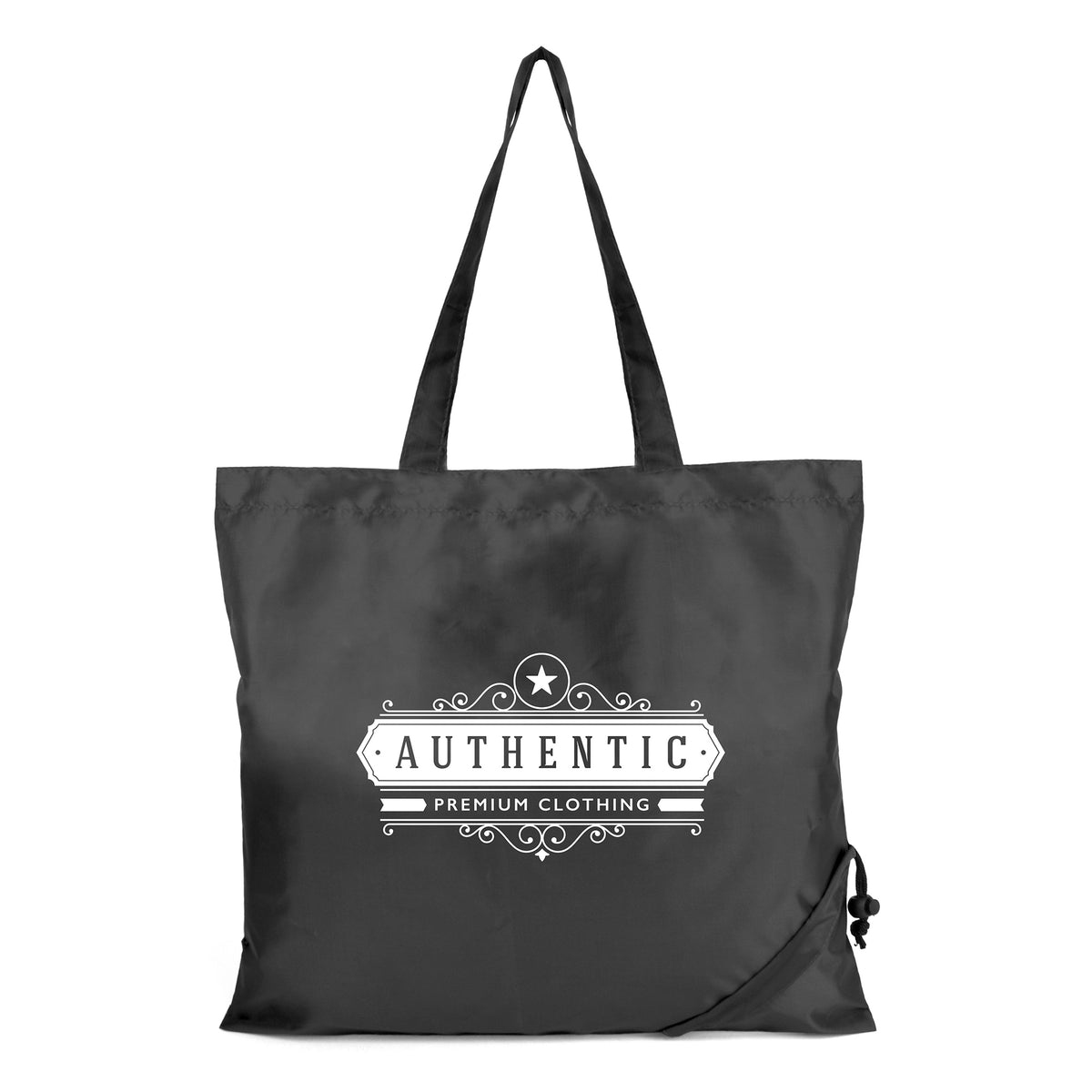Branded Foldable Polyester Shopper with Pouch in Black