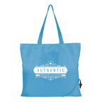 Branded Foldable Polyester Shopper with Pouch in Cyan