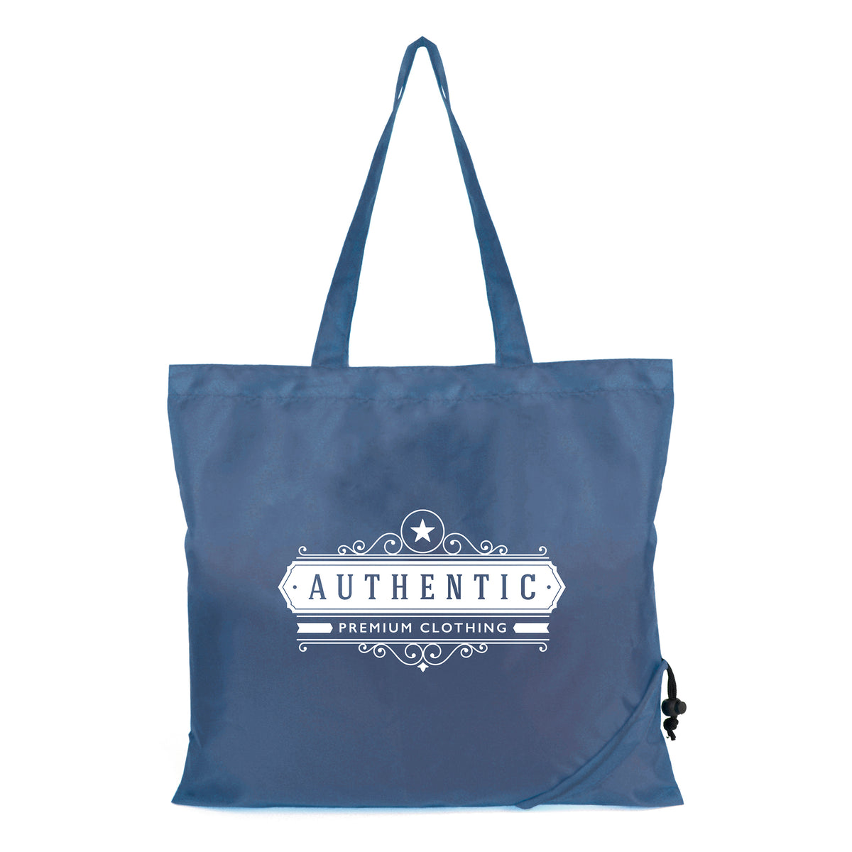 Branded Foldable Polyester Shopper with Pouch in Navy Blue