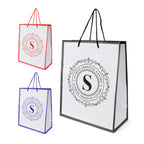 Branded Medium Glossy White Paper Bag with Rope Handles