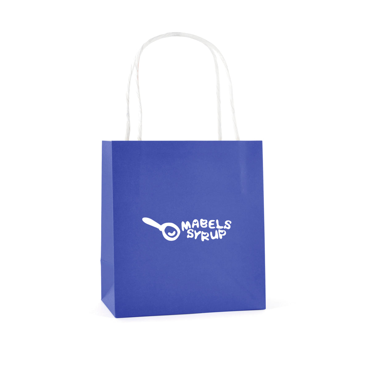 Branded Small Coloured Paper Bag with Twist Handles in Blue