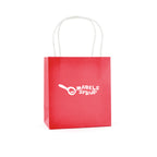 Branded Small Coloured Paper Bag with Twist Handles in Red