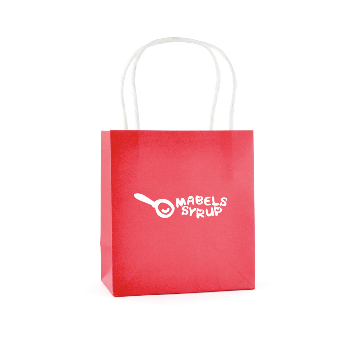 Branded Small Coloured Paper Bag with Twist Handles in Red