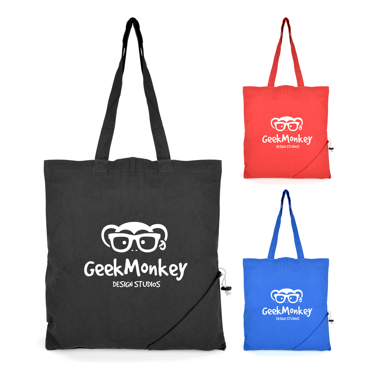 Branded Coloured Cotton Foldable Shopper with Pouch
