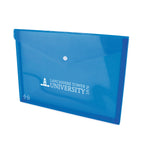 Branded Translucent Plastic Document Folder with Press Stud in Blue