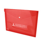 Branded Translucent Plastic Document Folder with Press Stud in Red