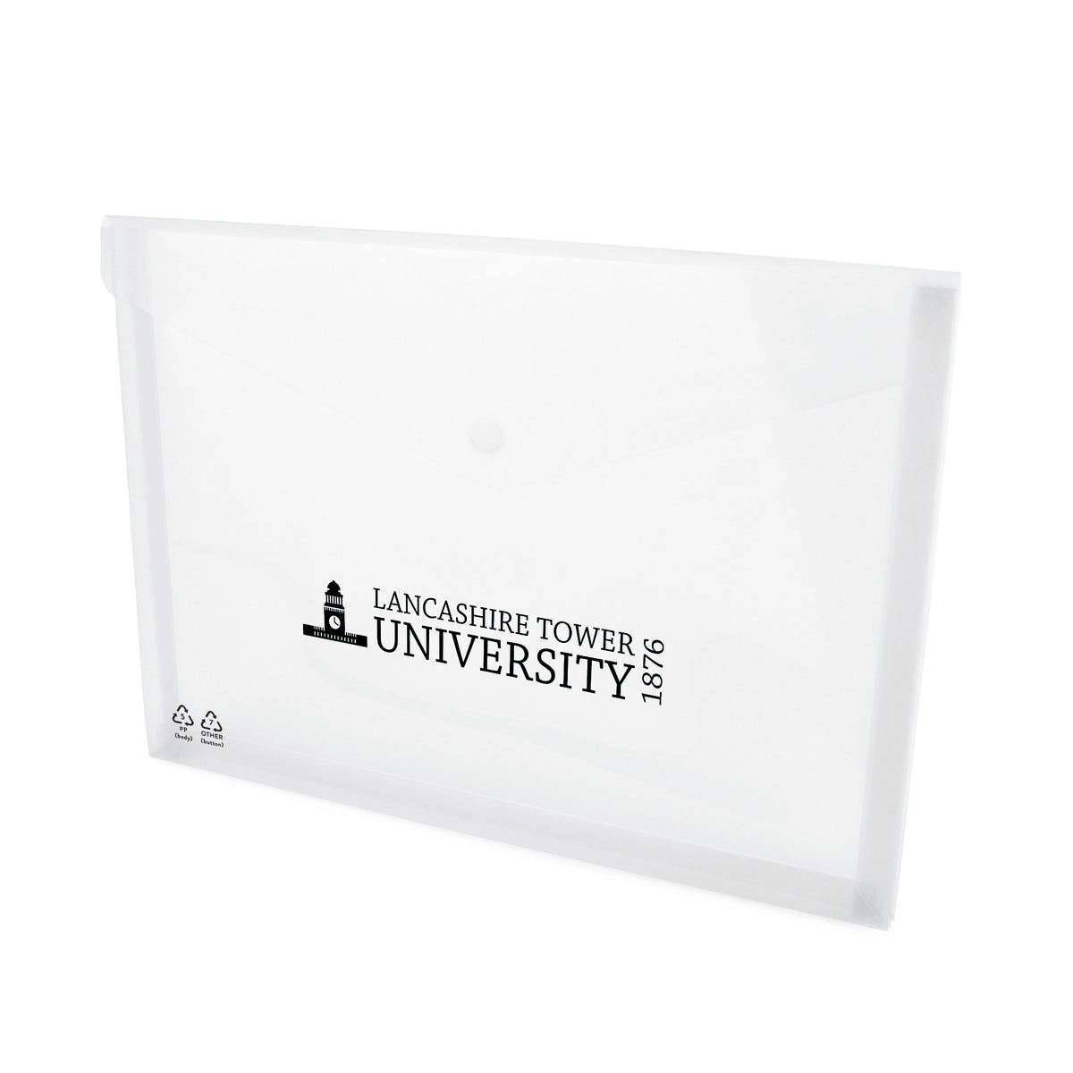 Branded Translucent Plastic Document Folder with Press Stud in Transparent