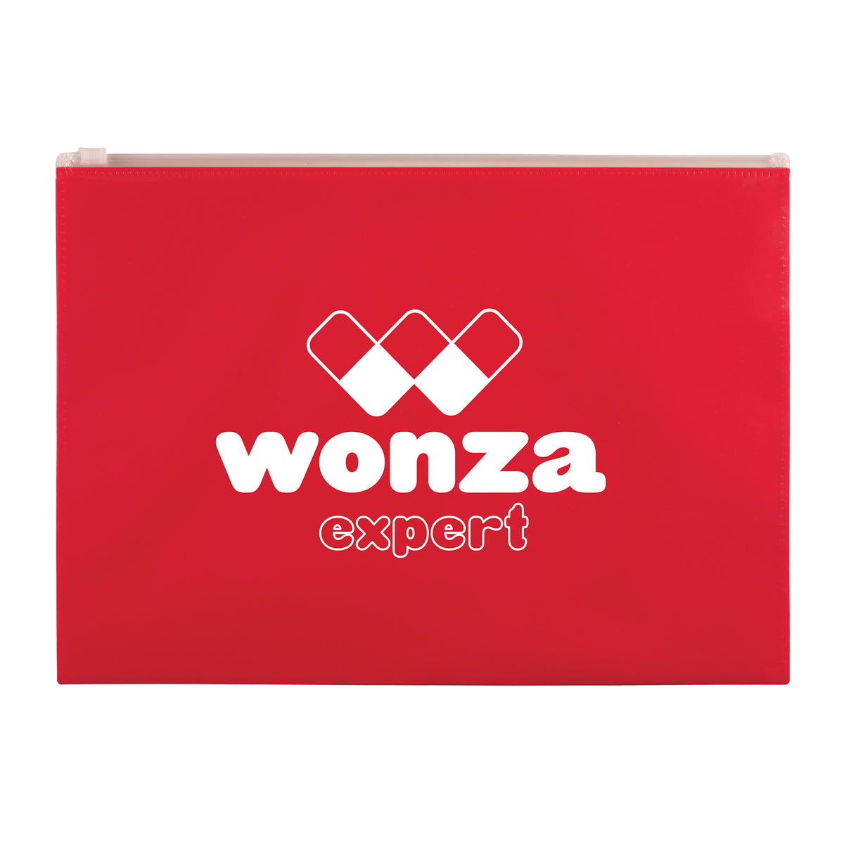 Branded Recycled Plastic Zipped Document Wallet in Red